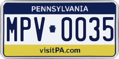 PA license plate MPV0035