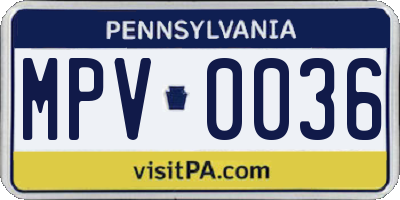 PA license plate MPV0036