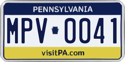 PA license plate MPV0041