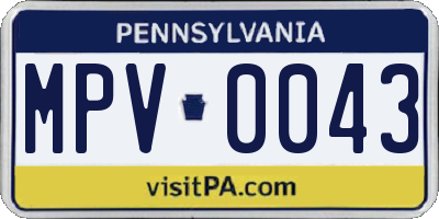 PA license plate MPV0043