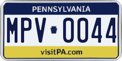 PA license plate MPV0044