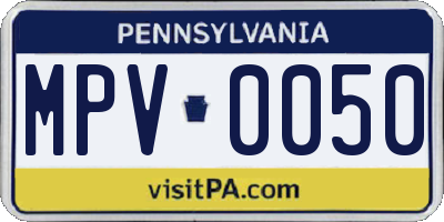 PA license plate MPV0050