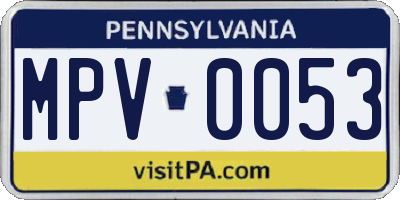 PA license plate MPV0053