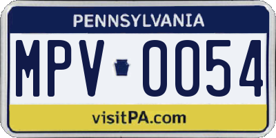 PA license plate MPV0054
