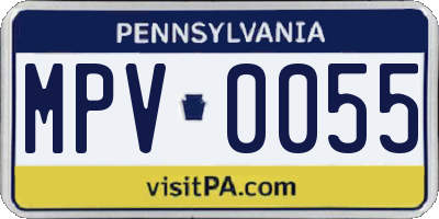 PA license plate MPV0055