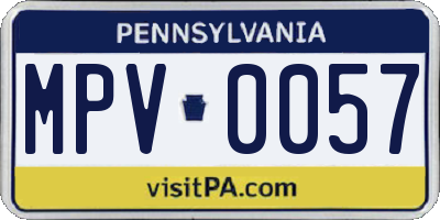 PA license plate MPV0057
