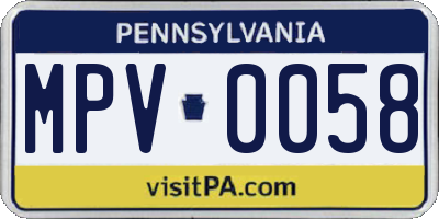 PA license plate MPV0058