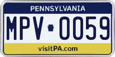PA license plate MPV0059
