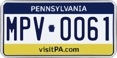PA license plate MPV0061