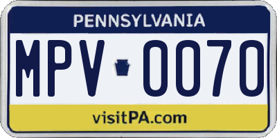 PA license plate MPV0070