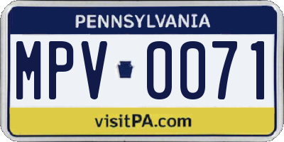 PA license plate MPV0071