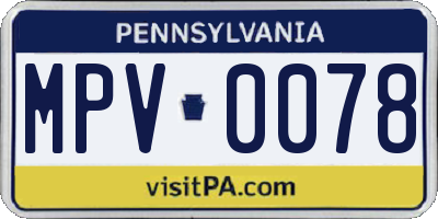 PA license plate MPV0078