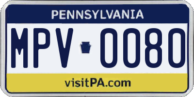 PA license plate MPV0080