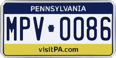 PA license plate MPV0086
