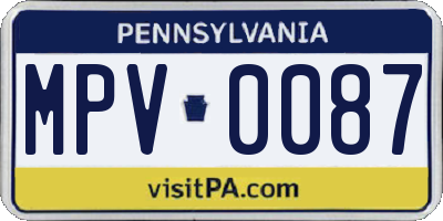 PA license plate MPV0087
