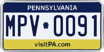 PA license plate MPV0091
