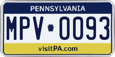 PA license plate MPV0093