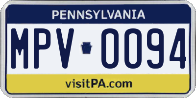 PA license plate MPV0094