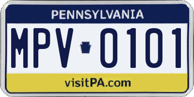 PA license plate MPV0101