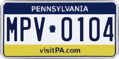 PA license plate MPV0104