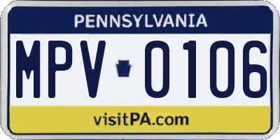 PA license plate MPV0106