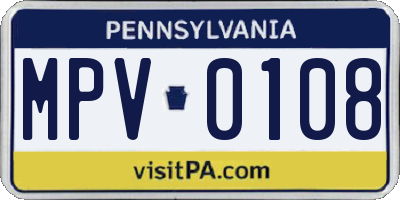 PA license plate MPV0108