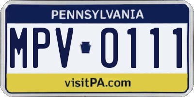 PA license plate MPV0111