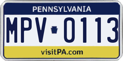PA license plate MPV0113