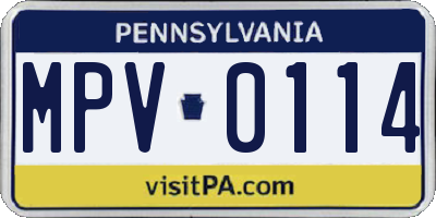 PA license plate MPV0114
