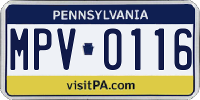 PA license plate MPV0116