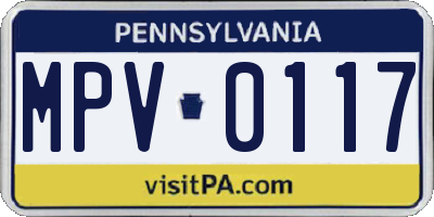 PA license plate MPV0117