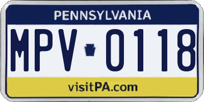 PA license plate MPV0118
