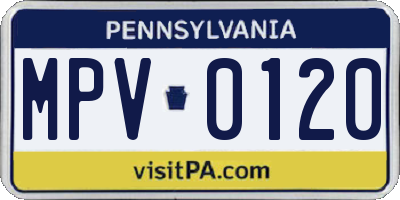 PA license plate MPV0120
