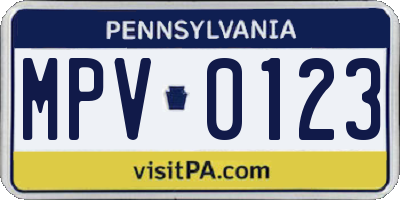 PA license plate MPV0123