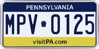 PA license plate MPV0125