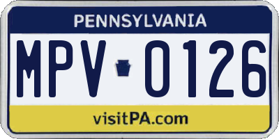 PA license plate MPV0126