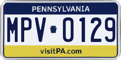 PA license plate MPV0129