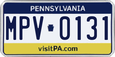 PA license plate MPV0131