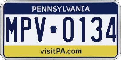 PA license plate MPV0134