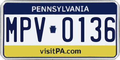 PA license plate MPV0136