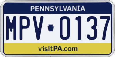 PA license plate MPV0137