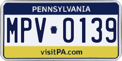 PA license plate MPV0139