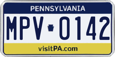 PA license plate MPV0142
