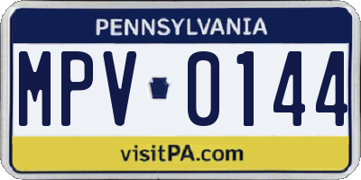 PA license plate MPV0144