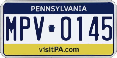 PA license plate MPV0145