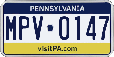 PA license plate MPV0147