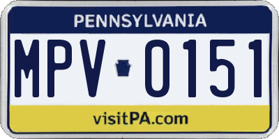 PA license plate MPV0151