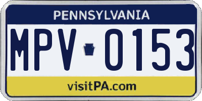 PA license plate MPV0153