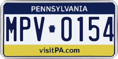 PA license plate MPV0154