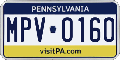 PA license plate MPV0160